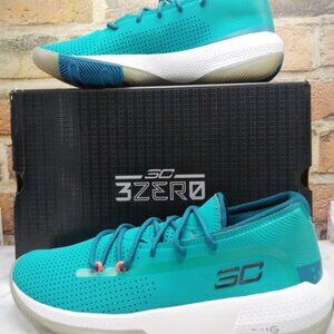 Under Armour Curry SC 3ZERO III Basketball Shoes Teal White Men’s Sneakers